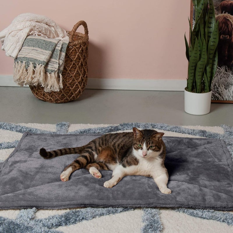 Furhaven Pet Dog Bed Heating Pad | ThermaNAP Quilted Faux Fur Insulated Thermal Self-Warming Pet Bed Pad for Dogs & Cats, Gray, Large - Image 3