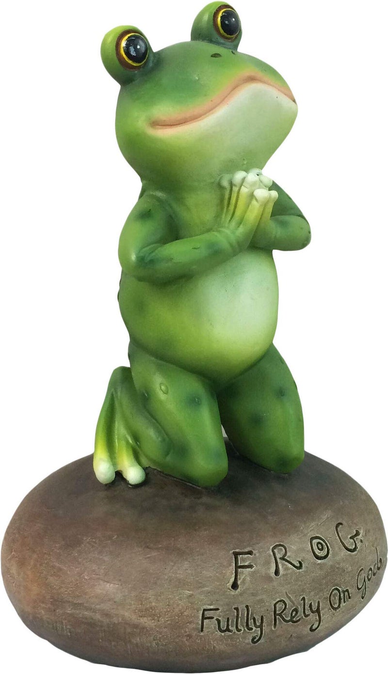 DWK 6.5" Blessed Assurance Inspirational Cute Praying Frog On Rock Statue Novelty Collectible Frog Figurine Christian Religious Garden Decor - Image 2