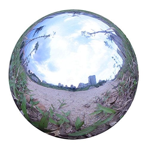 Folytiy Durable Stainless Steel Gazing Balls Hollow Mirror Globe Floating Reflective Ball Polished Shiny Sphere for Home Garden Pond Outdoor Swimming Pool Decoration (10 Inch) - Image 1