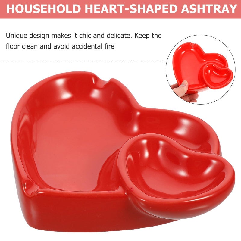 Red Heart Ceramic Ashtray Decorative Home Desktop Party Centerpiece - Image 4