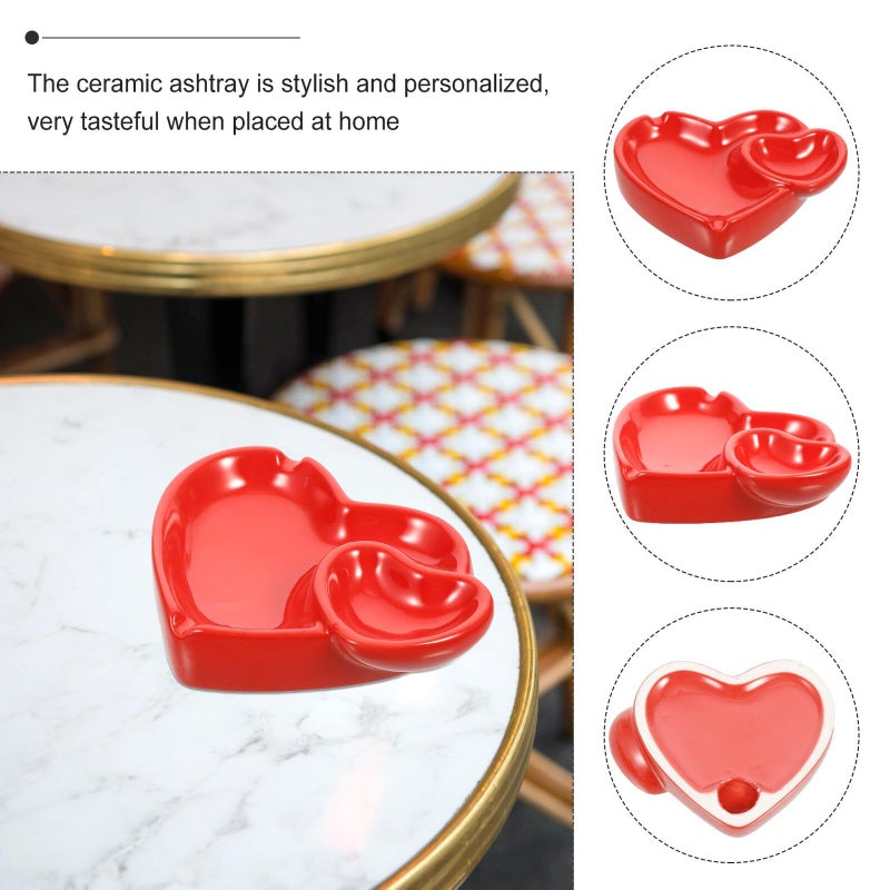Red Heart Ceramic Ashtray Decorative Home Desktop Party Centerpiece - Image 5