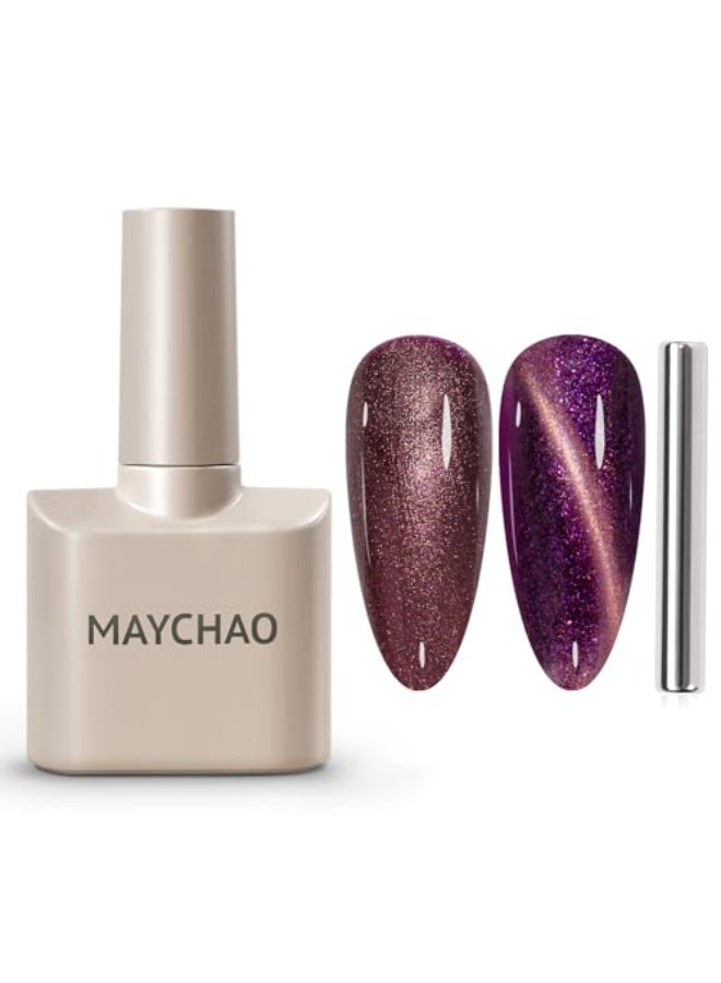 MAYCHAO 15ML Cat Eye Gel Nail Polish 1Pc Purple Shimmer Gel Polish with Magnet Soak off Holographic Magnetic Nail Polish for Nail Art Manicure Salon DIY at Home 05 OZ - Image 1