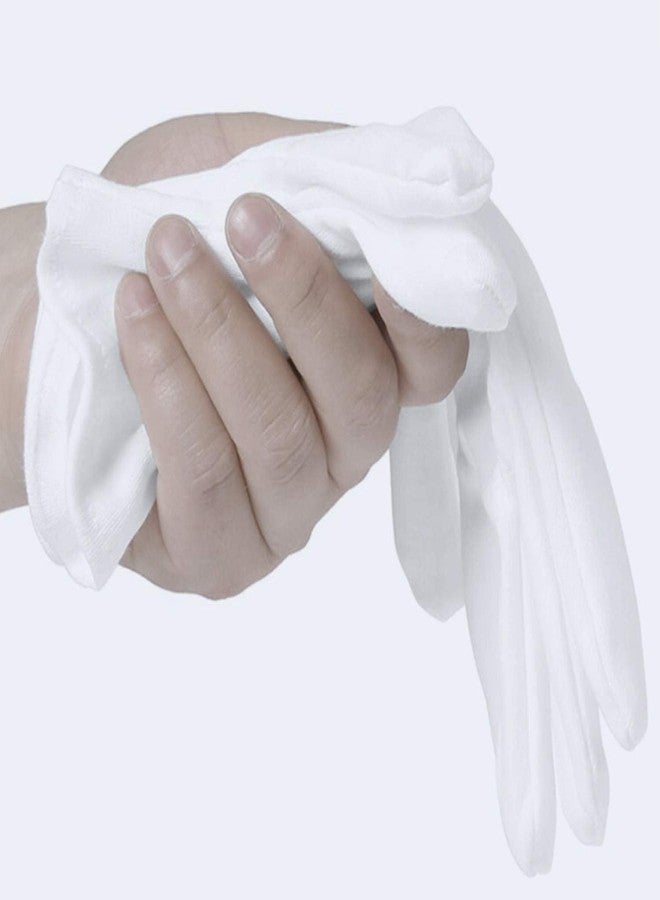 EWFEN White Cotton Gloves for Serving Inspection Costume - Cloth Gloves for Dry Hands Eczema SPA Moisturizing (12 pair) - Image 3
