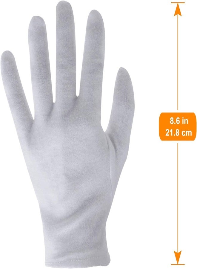 EWFEN White Cotton Gloves for Serving Inspection Costume - Cloth Gloves for Dry Hands Eczema SPA Moisturizing (12 pair) - Image 2