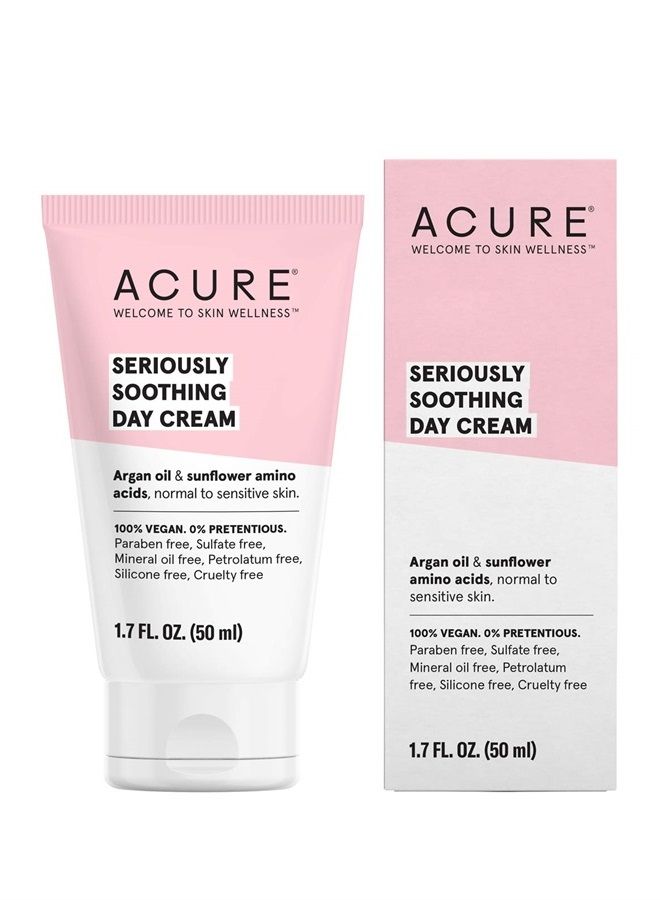 Acure Seriously Soothing Day Cream | 100% Vegan | For Dry to Sensitive Skin | Argan Oil, Sunflower Amino Acids & Chamomille - Nourishes & Soothes | 1.7 Fl Oz, Unscented  - Image 1