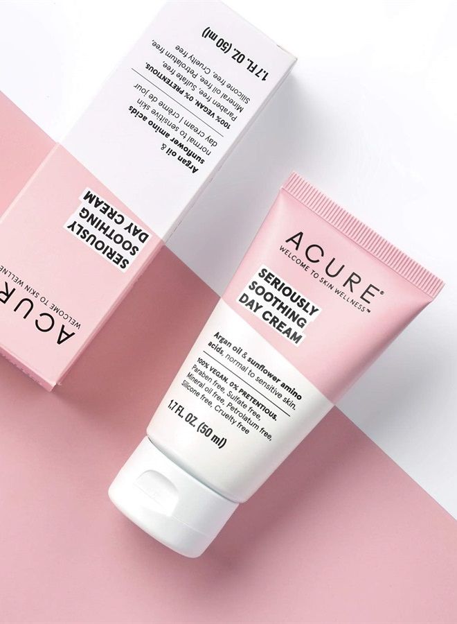 Acure Seriously Soothing Day Cream | 100% Vegan | For Dry to Sensitive Skin | Argan Oil, Sunflower Amino Acids & Chamomille - Nourishes & Soothes | 1.7 Fl Oz, Unscented  - Image 3