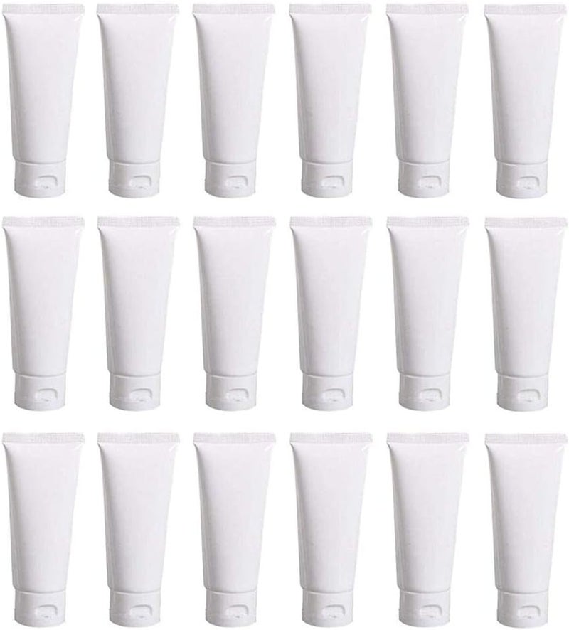NaRaMax 20PCS 80ml/2.7oz Empty White Plastic Soft Tubes Squeeze Bottles with Flip Cap Travel Cosmetic Makeup Facail Cleaner Lotion Toiletries Sample Container Storage Pot Jar Vials Dispenser - Image 1