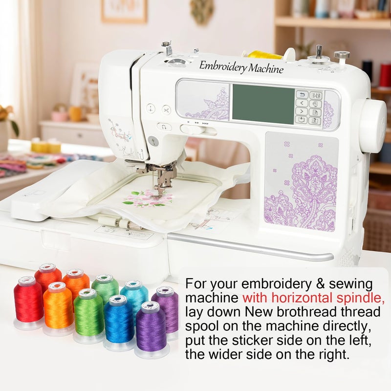 New brothreads 63 Colors 100% Polyester Machine Embroidery Thread 550yd with Thread Nets - Compatible for Home-Based Embroidery Sewing Machine - Image 5