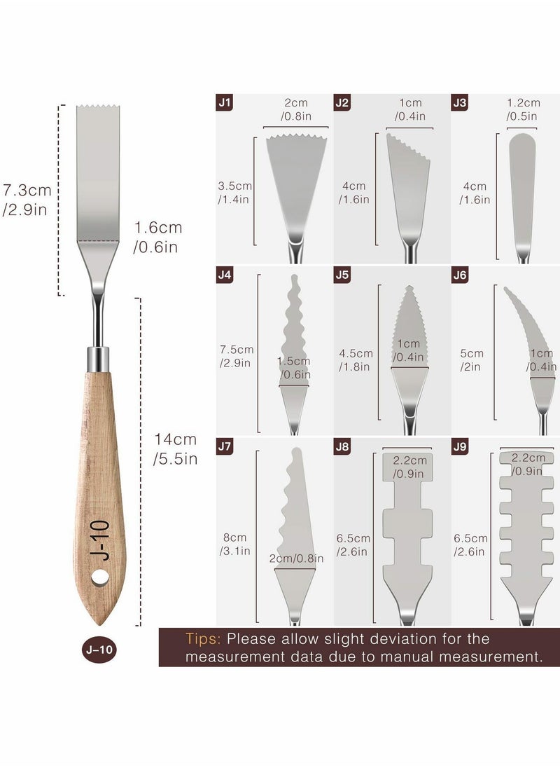 10 Piece Stainless Steel Palette Knife Set for Art, Flexible Tools with Wooden Handle for Oil and Acrylic Painting, Color Mixing and Texture Creation - Image 4