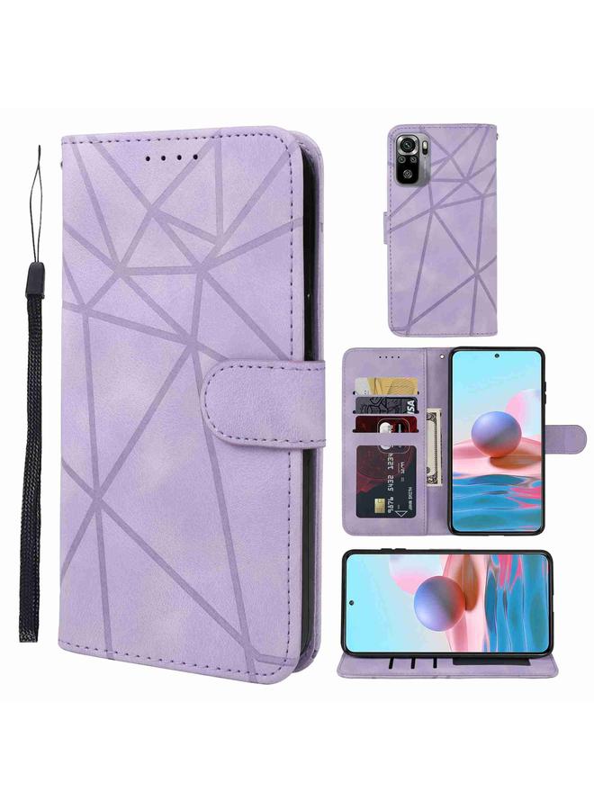 The Bros Case For Xiaomi Redmi Note 10S Skin Feel Geometric Lines Leather Phone Case