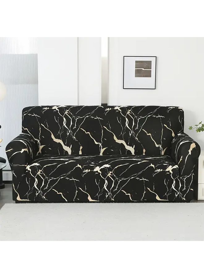 Wind Stretchable Single Seat Sofa Cover 90 130cm Black Golden Machine Washable - Image 1