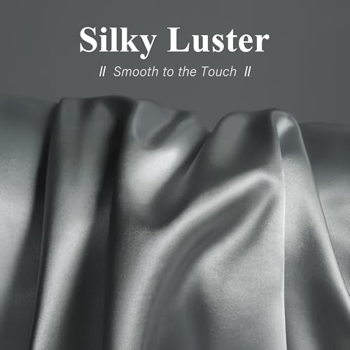 DOWNSTORIA Satin Body Pillow Cover Similar to Silk Body Pillow Pillowcase 1 Pack,Smooth and Cooling, Gray Silky Envelope Closure Large Long Pillow Cases, Gifts for Women Men(20x54 Inches, Grey) - Image 2