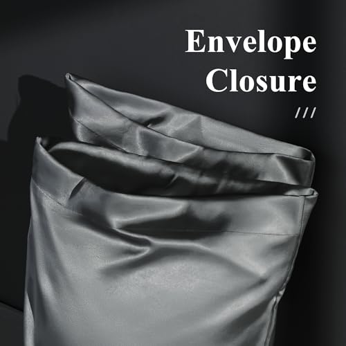 DOWNSTORIA Satin Body Pillow Cover Similar to Silk Body Pillow Pillowcase 1 Pack,Smooth and Cooling, Gray Silky Envelope Closure Large Long Pillow Cases, Gifts for Women Men(20x54 Inches, Grey) - Image 4