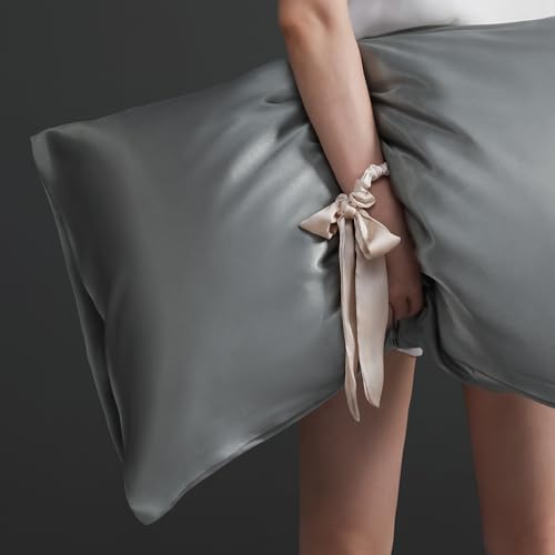 DOWNSTORIA Satin Body Pillow Cover Similar to Silk Body Pillow Pillowcase 1 Pack,Smooth and Cooling, Gray Silky Envelope Closure Large Long Pillow Cases, Gifts for Women Men(20x54 Inches, Grey) - Image 5