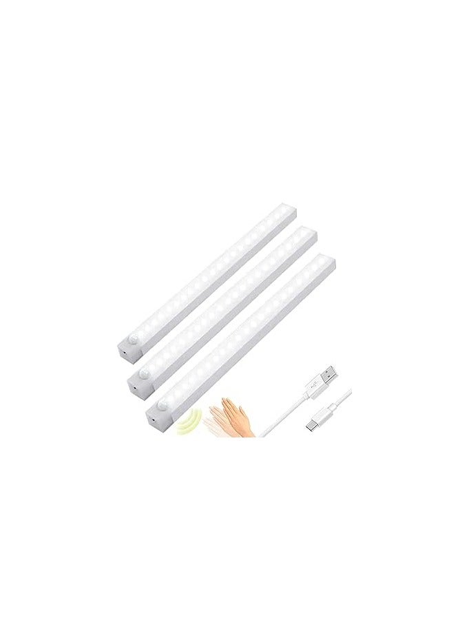 سبيس شوب أضواء الخزانة LED إضاءة تحت الخزانة مستشعر حركة لاسلكي ضوء ليلي USB قابل لإعادة الشحن أبيض بارد مع شريط مغناطيسي مزدوج الجوانب لدرج المطبخ 30 سم قطعة واحدة - Image 2