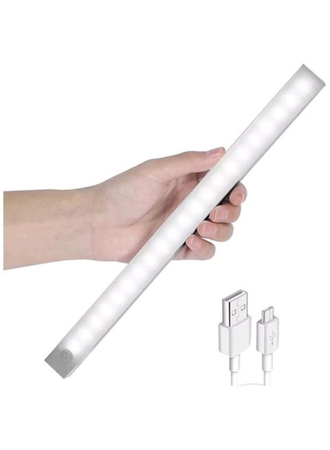 Closet Lights  LED Under Cabinet Lighting  Wireless Motion Sensor Night Light USB Rechargeable  Cool White with magnetic double sided tape for Stairs Kitchen Drawer  30cm 1pc