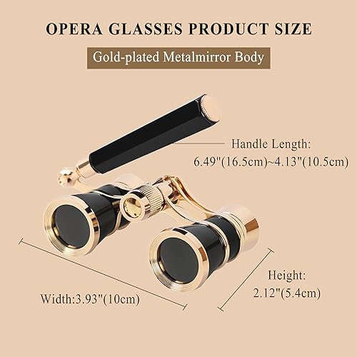 Aroncent Opera Glasses Binoculars 3X25 Compact with Adjustable Handle Theater Glasses, Mini Binocular for Adults Men Women in Opera Musical Concert(Black) - Image 3