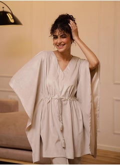 sanskrutihomes Velvet Look Drawstring Kaftan Top and Pyjama Set by Styli  - Image 4