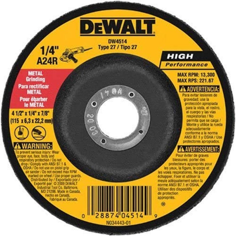 DEWALT DW4514B5 4-1/2-Inch by 1/4-Inch by 7/8-Inch Metal Grinding Wheel - 10 Pack - Image 2