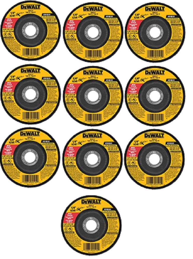 DEWALT DW4514B5 4-1/2-Inch by 1/4-Inch by 7/8-Inch Metal Grinding Wheel - 10 Pack - Image 1
