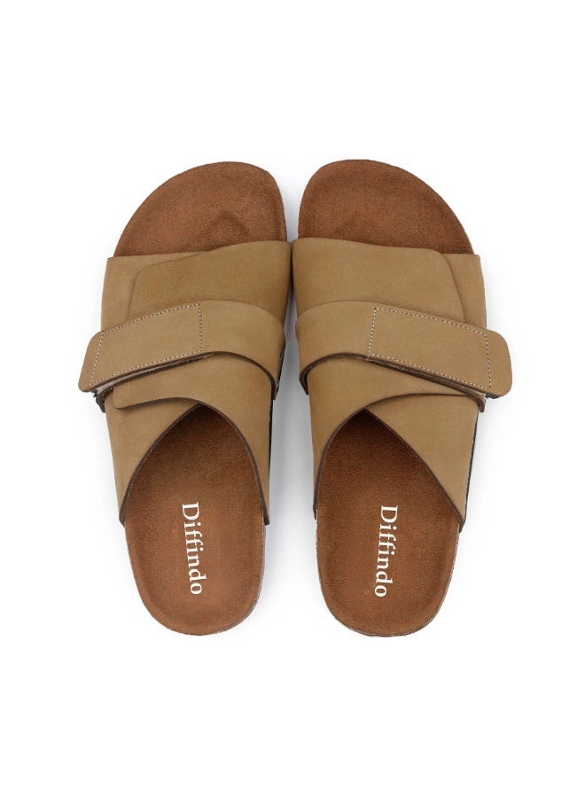 Diffindo Men'S Genuine Leather Orthopedic Slipper With Suede Finish & Adjustable Strap - Image 5