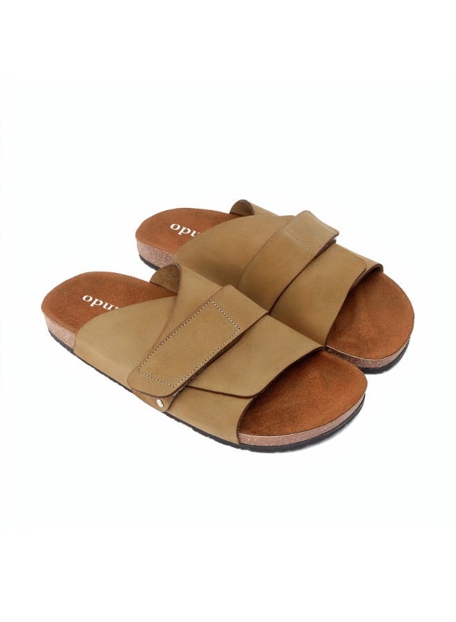 Diffindo Men'S Genuine Leather Orthopedic Slipper With Suede Finish & Adjustable Strap - Image 4