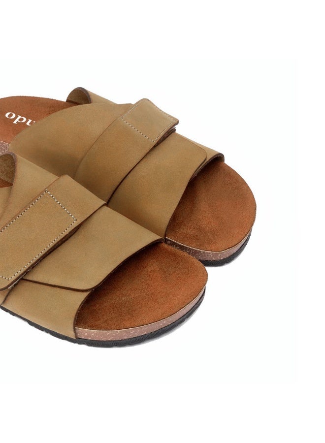 Diffindo Men'S Genuine Leather Orthopedic Slipper With Suede Finish & Adjustable Strap - Image 3