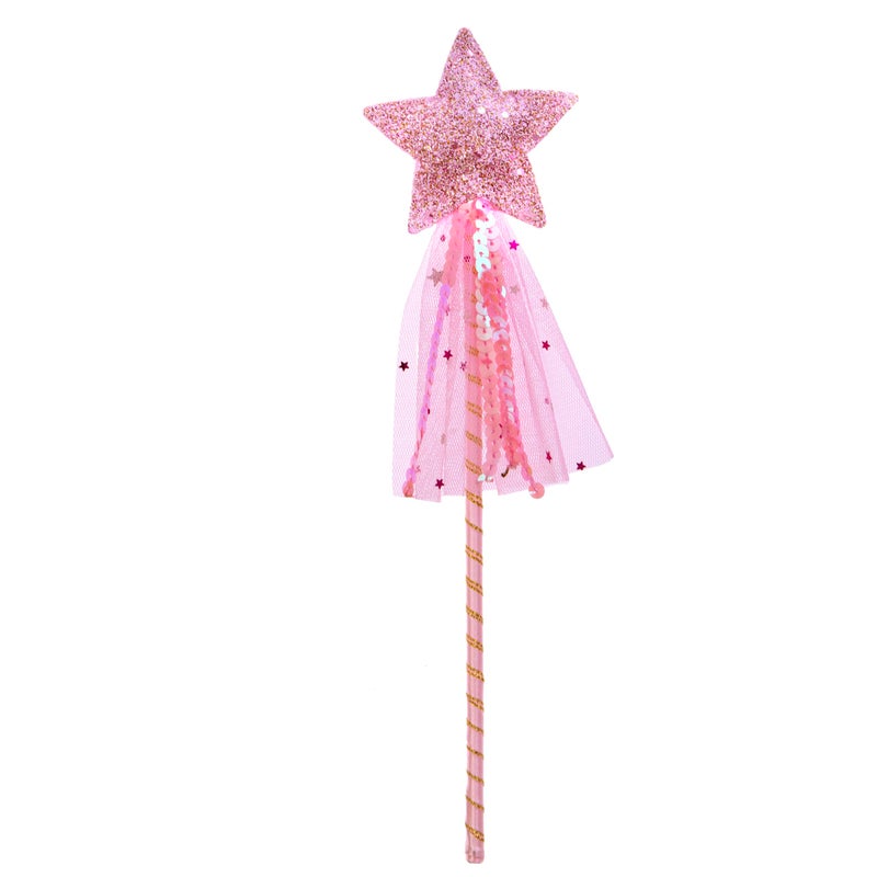 Vonokee Girls Princess Star Wand,Glitter Angel Star Wand Stick for Birthday Halloween Christmas Party (Pink) - Image 1