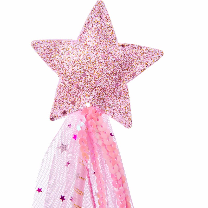 Vonokee Girls Princess Star Wand,Glitter Angel Star Wand Stick for Birthday Halloween Christmas Party (Pink) - Image 3