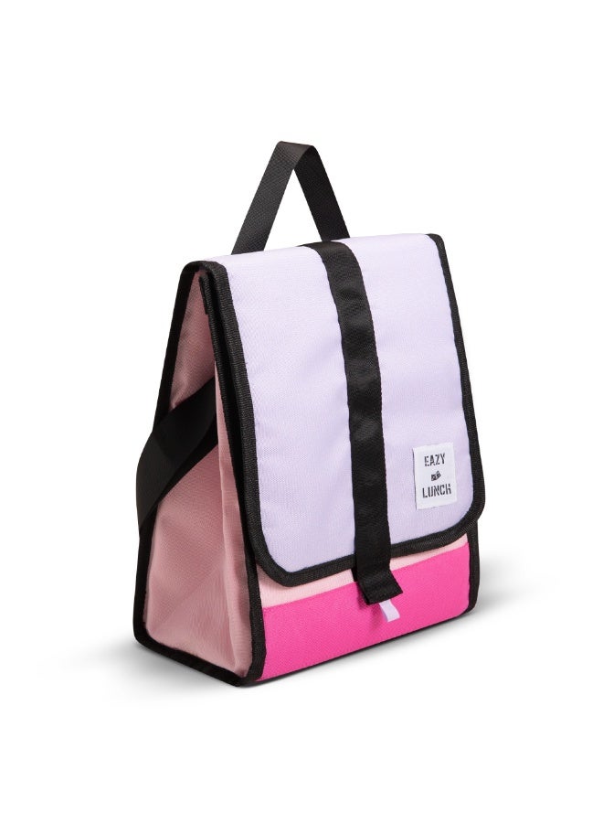 Eazy Kids Lunch Bag – Insulated, Foldable & Stylish (Pink & Lavender) - Image 1