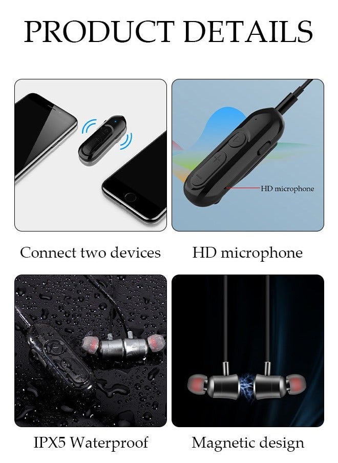 Generic - Clip On Bluetooth Earphones Bluetooth Headphones Collar Clip Wireless Headsets LED Battery Display Dual Noise Reduction IPX5 Waterproof Earpiece v5.0 with Microphone Handsfree for Cell Phone - Image 1