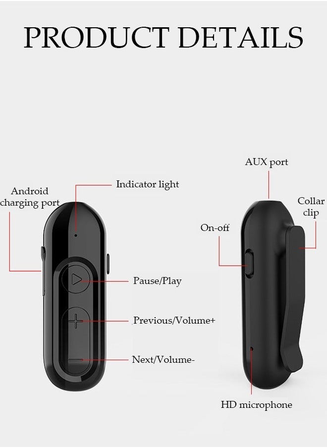 Generic - Clip On Bluetooth Earphones Bluetooth Headphones Collar Clip Wireless Headsets LED Battery Display Dual Noise Reduction IPX5 Waterproof Earpiece v5.0 with Microphone Handsfree for Cell Phone - Image 1