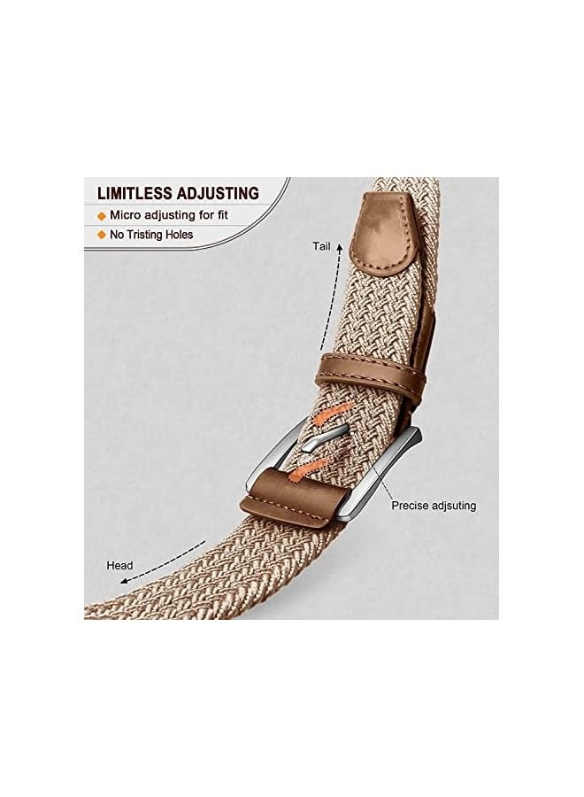 بروماس حزام مطاطي للرجال، حزام شبكي مضفر للرجال، عرض 3.5 سم لجولف السراويل الكاجوال والقمصان الجينز، طول 105 سم - Image 3
