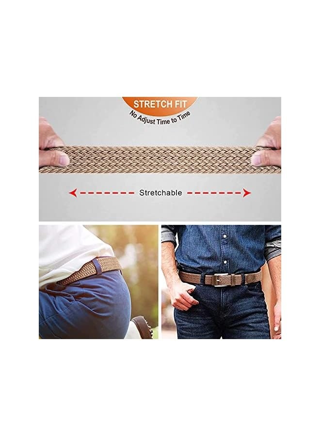بروماس حزام مطاطي للرجال، حزام شبكي مضفر للرجال، عرض 3.5 سم لجولف السراويل الكاجوال والقمصان الجينز، طول 105 سم - Image 4