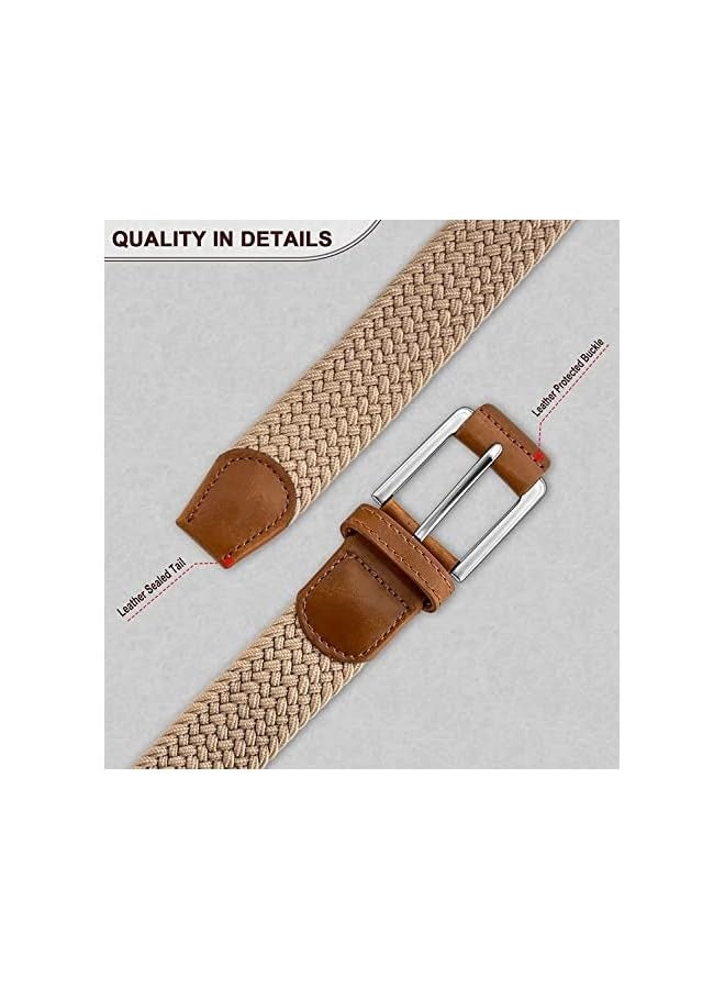 بروماس حزام مطاطي للرجال، حزام شبكي مضفر للرجال، عرض 3.5 سم لجولف السراويل الكاجوال والقمصان الجينز، طول 105 سم - Image 5