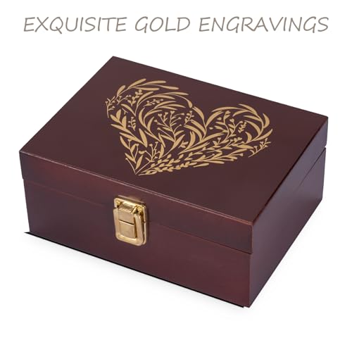 EVA murmure Small Wooden Memory Keepsake Boxes With Hinged Lids and a photo frame inside the lid - Decorative Storage Box With a Hinge Lids For Picture Letter Time Capsule - Wooden Gift Boxes，3.1“*5.1”*7.1“ - Image 4