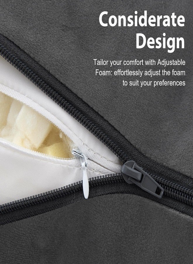 IPYNBAP Reading Pillow with Arms for Adults, Back Pillow for Bed Sitting Up, Shredded Memory Foam Backrest Pillow with Pockets and Removable Washable Cover, Lounging, Watching TV, Reading(Grey) - Image 4