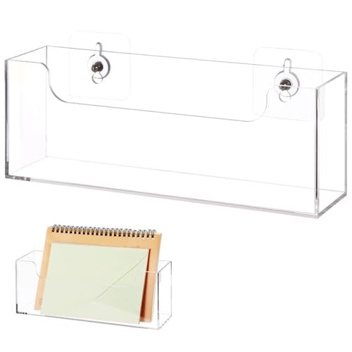 Homaisson Clear Acrylic Mail Holder Box for Desk or Wall Mount, Mail Organizer Countertop, Modern Wall Mounted or Tabletop Mailbox, Letter Storage Organizer Box - Image 1