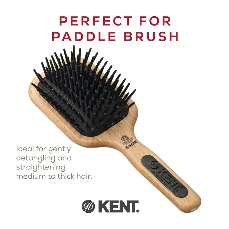 Kent PF19 Beechwood Cushion Paddle Brush - Scalp Massager and Detangler - The Hair Brush for Thick Hairs - Scalp Massager Growth Stimulator, Detangler Brushs for Curly Hair - Image 3