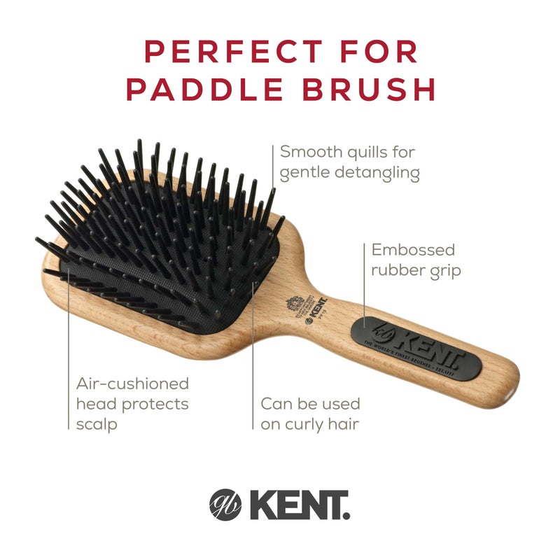 Kent PF19 Beechwood Cushion Paddle Brush - Scalp Massager and Detangler - The Hair Brush for Thick Hairs - Scalp Massager Growth Stimulator, Detangler Brushs for Curly Hair - Image 4