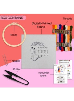 Embroiderymaterial Embroiderymaterial Diy Embroidery Kit For Beginner, Adults & Kids With Wedding Celebration Calender Design Printed Cloth/Fabric & Written Instructions All Material Included ,Multicolor  - Image 2