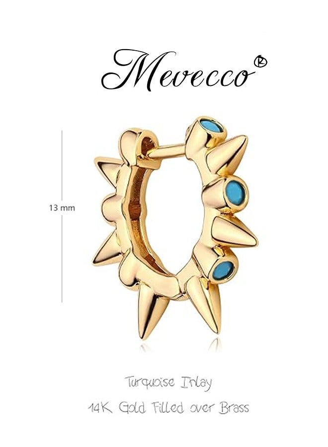 Mevecco Women Huggie Hoop Earrings Gold Ear Stud Cuff 14K Gold Filled Small Boho Beach Simple Delicate Handmade Hypoallergenic Jewelry Gift - Image 4