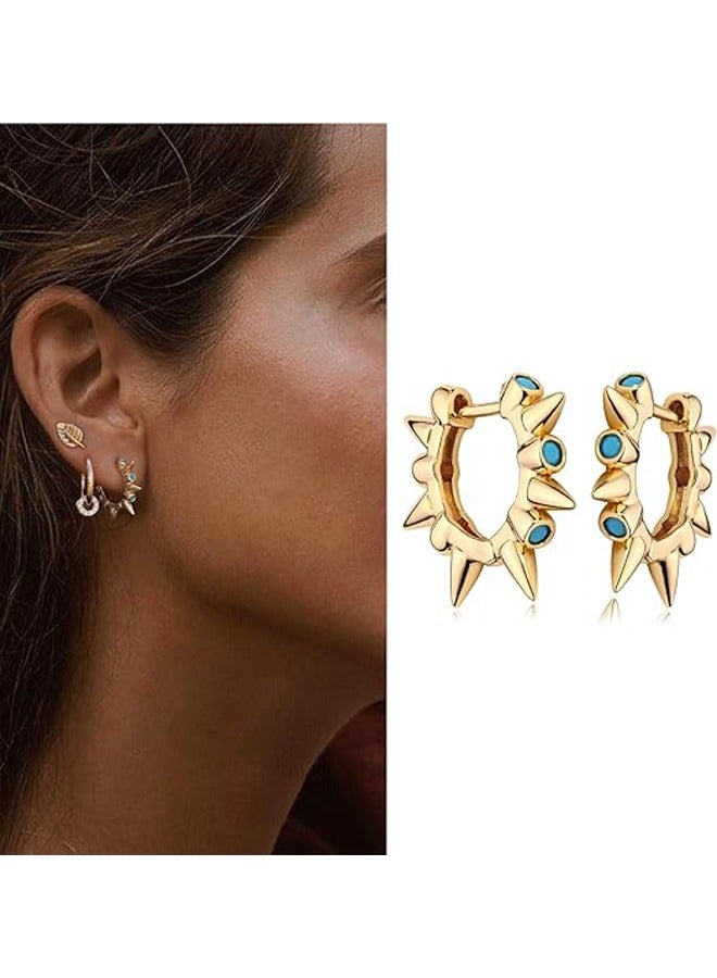 Mevecco Women Huggie Hoop Earrings Gold Ear Stud Cuff 14K Gold Filled Small Boho Beach Simple Delicate Handmade Hypoallergenic Jewelry Gift - Image 3