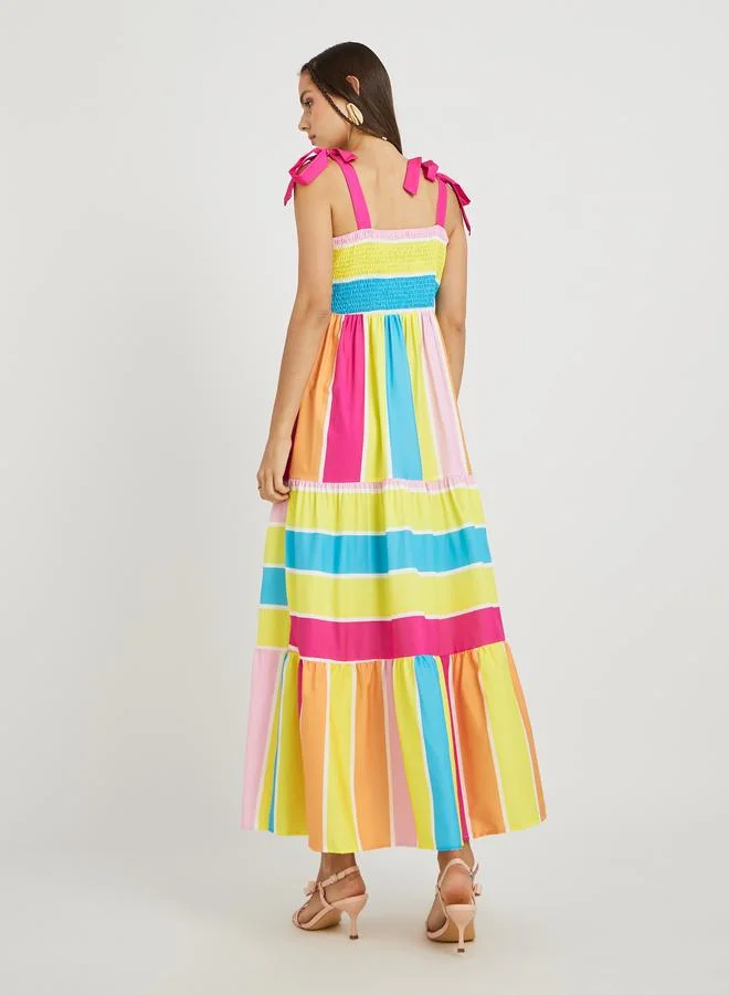 Take Two Take Two Color Block Striped Strappy Cami Maxi Dress