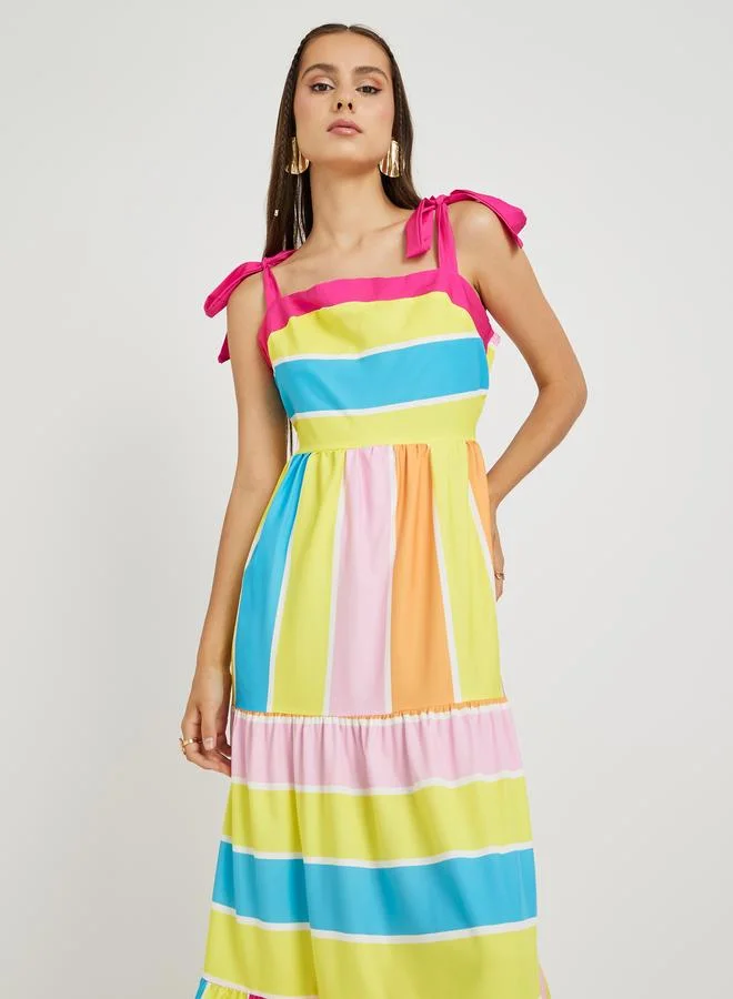 Take Two Take Two Color Block Striped Strappy Cami Maxi Dress