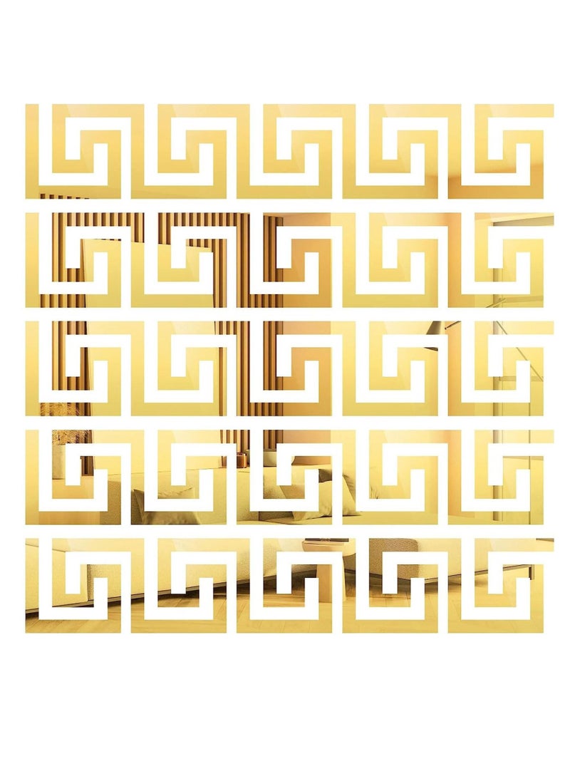 Excefore - Acrylic Mirror Wall Stickers, 30Pcs Art Wall Sticker, Mirror Decals Peel and Stick Mirror Tiles Border DIY Adhesive Wall Decor Stickers for Living Room Home Background Decor, Room Decoration (Gold) - Image 1