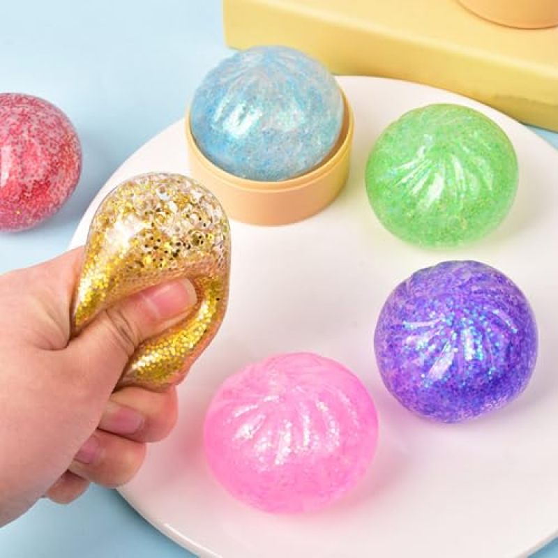 Slow Rising Squishy Toy: 5.3*4.5cm Glitter TPR Material - Portable Stress Relief Dumpling Squishy for Office Workers Travelers and Party Guests - Image 5