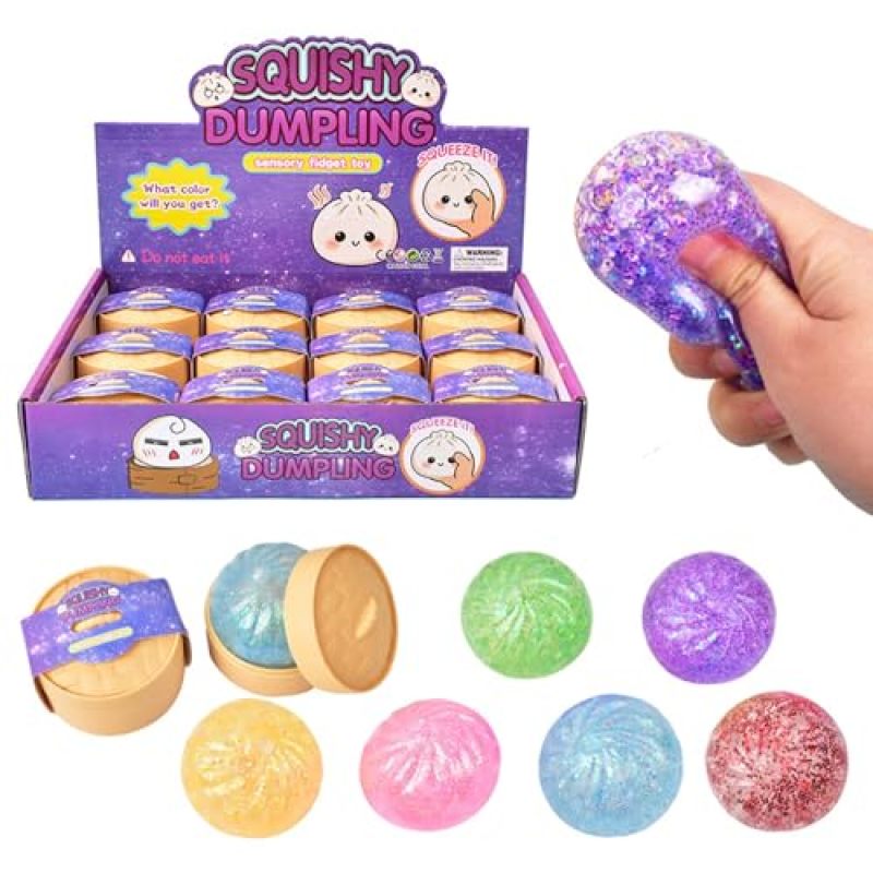 Slow Rising Squishy Toy: 5.3*4.5cm Glitter TPR Material - Portable Stress Relief Dumpling Squishy for Office Workers Travelers and Party Guests - Image 1