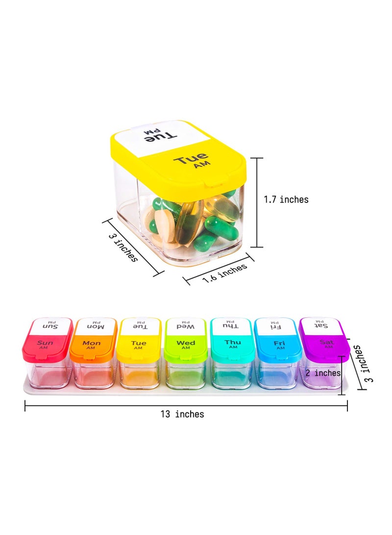 SOLARAE Pill Organizer 2 Times A Day, Smart Weekly Extra Large Pill Box 7 Day Am Pm with Free Smartphone Reminder App - Image 2