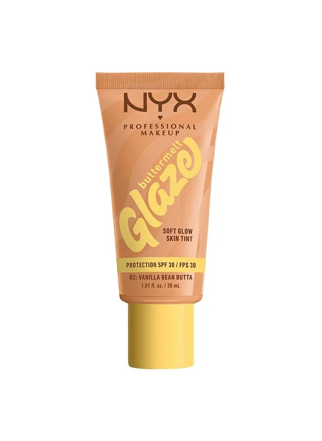 NYX PROFESSIONAL MAKEUP NYX Professional Makeup Buttermelt Glaze Soft Glow Skin Tint + SPF/FPS 30, Foundation, 12h Wear, Vanilla Bean Butta